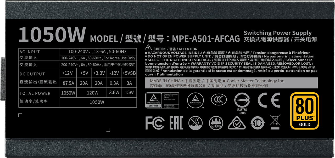 Cooler Master MWE Gold 1050 - V2 - Full Modular Cooler Master MWE Gold 1050 - V2 - Full Modular